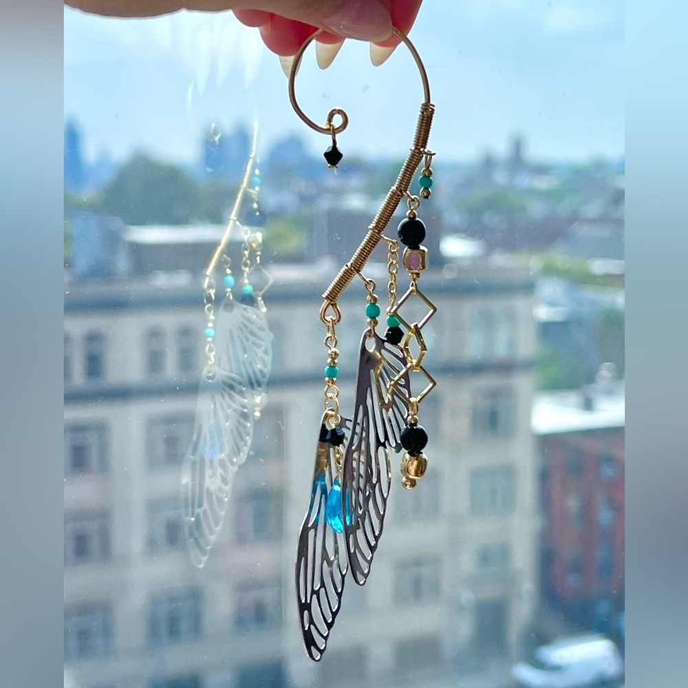 Gold Butterfly Wings and Jewels Ear Cuff